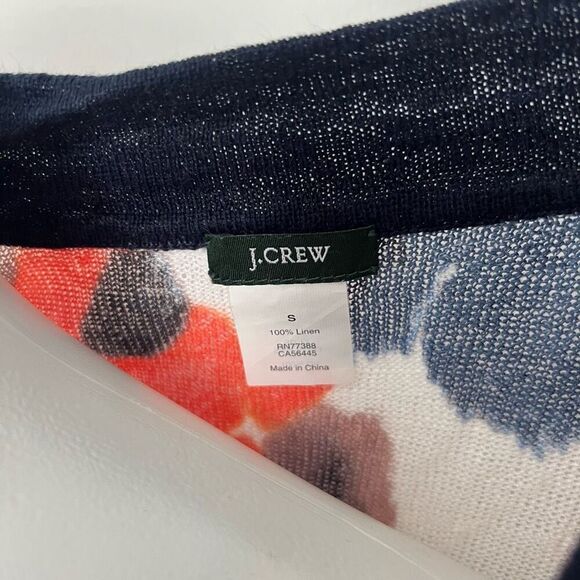 J Crew 100% Linen Floral abstract Sweater - Picture 4 of 8